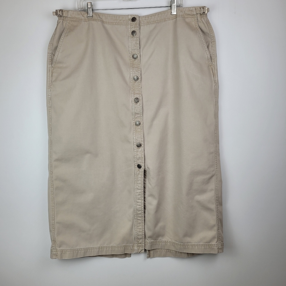 PLUS SIZE LAUREN RALPH LAUREN DENIM KHAKI SKIRT MIDI/MAXI SIZE 20